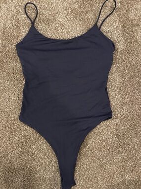 Zara Navy Slim-Strap Bodysuit